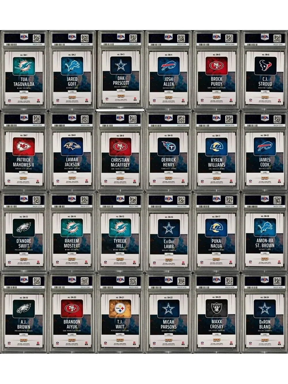 2023 Panini Supernova NFL Complete 24 Card Football Set PSA 10 Gem & Display